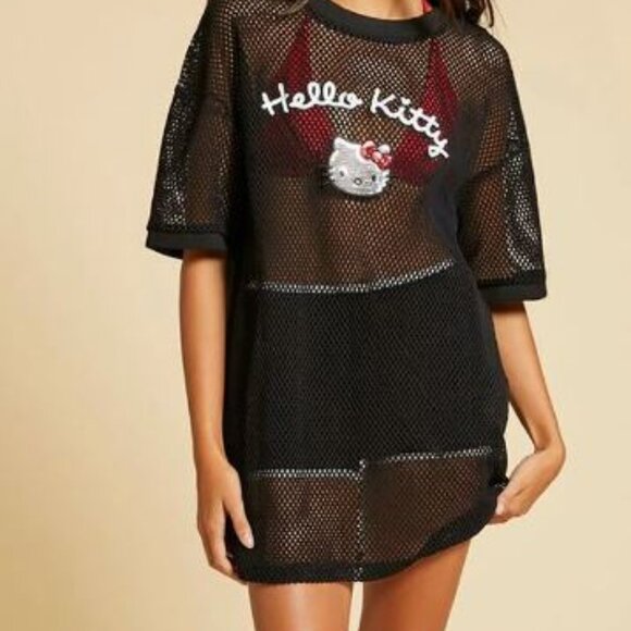 Hello Kitty - Black Mesh Tee - size Medium - Forever 21 NWT - Picture 8 of 8